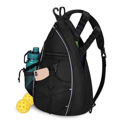 Goloni Pickleball Sling Bag for Men Women Lightweight Pickleball Backpack with Fence Hook Large Capacity Pickleball Bag with AntiTheft Pocket WaterResistant for Tennis Padel SportsBlack - Image 1
