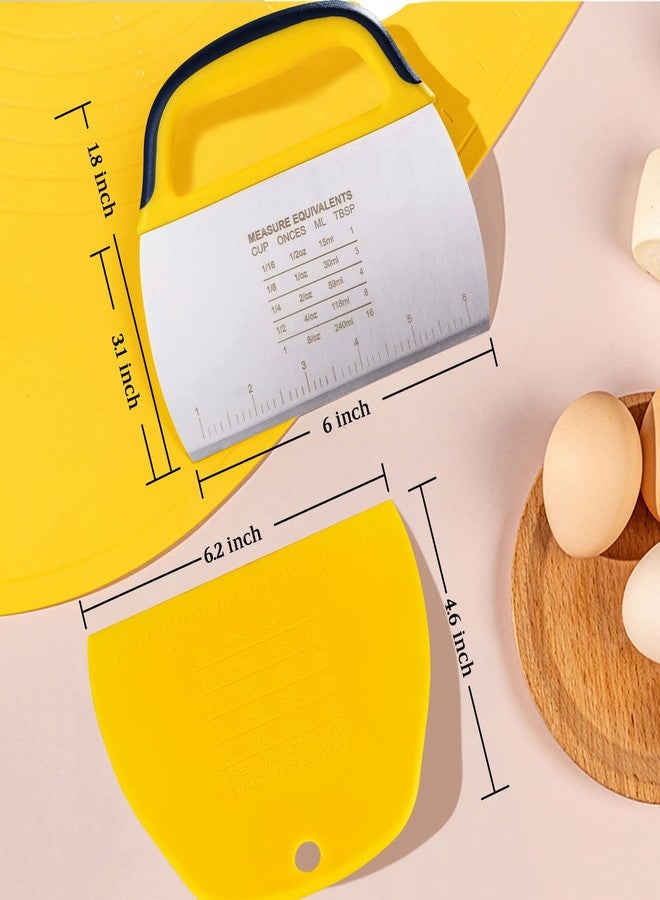 YGDZ Dough Scraper Chopper 2 Pcs, Stainless Steel Dough Cutter With Grip, Plastic Bench Scraper with Measuring Scale, Multipurpose Pizza Cutter, Pastry, Food Scraper for Baking, Dough, Bread, Cake - Image 2