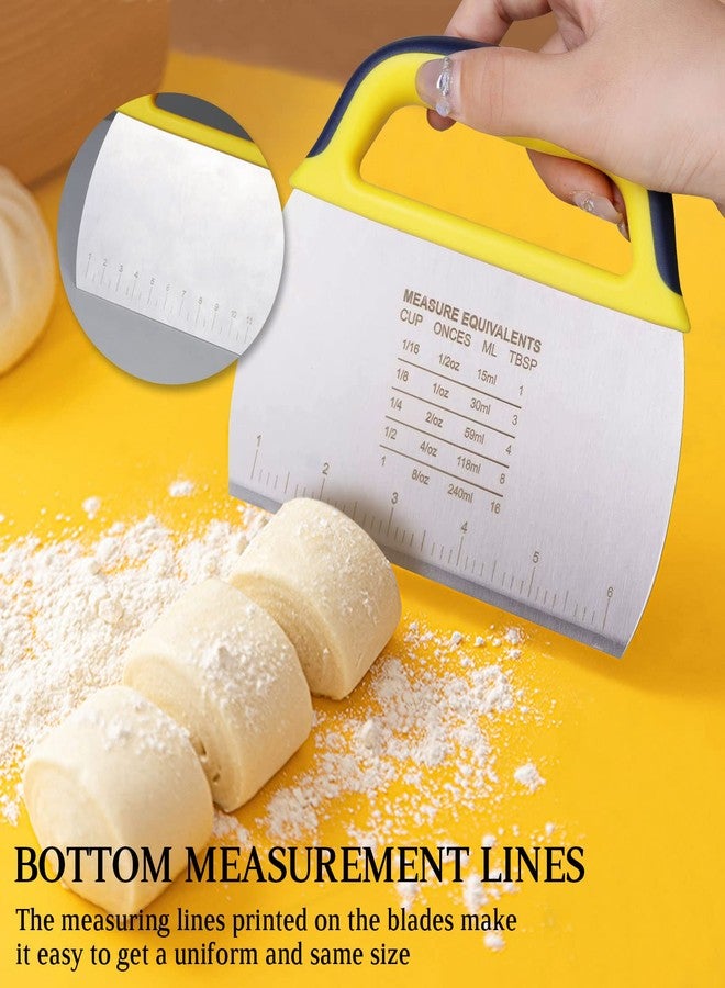 YGDZ Dough Scraper Chopper 2 Pcs, Stainless Steel Dough Cutter With Grip, Plastic Bench Scraper with Measuring Scale, Multipurpose Pizza Cutter, Pastry, Food Scraper for Baking, Dough, Bread, Cake - Image 4
