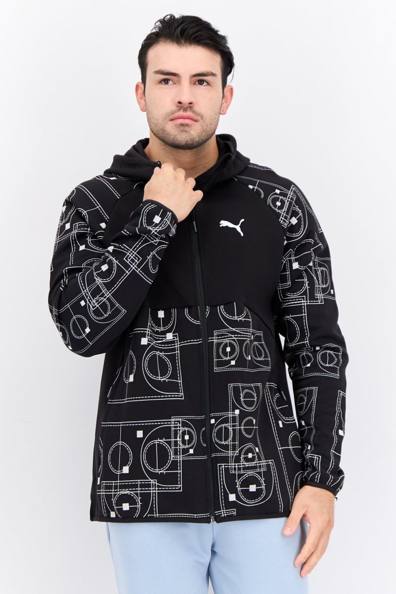 PUMA جاكيت رياضي للرجال بأكمام طويلة مناسب للخارج، أسود - Image 1