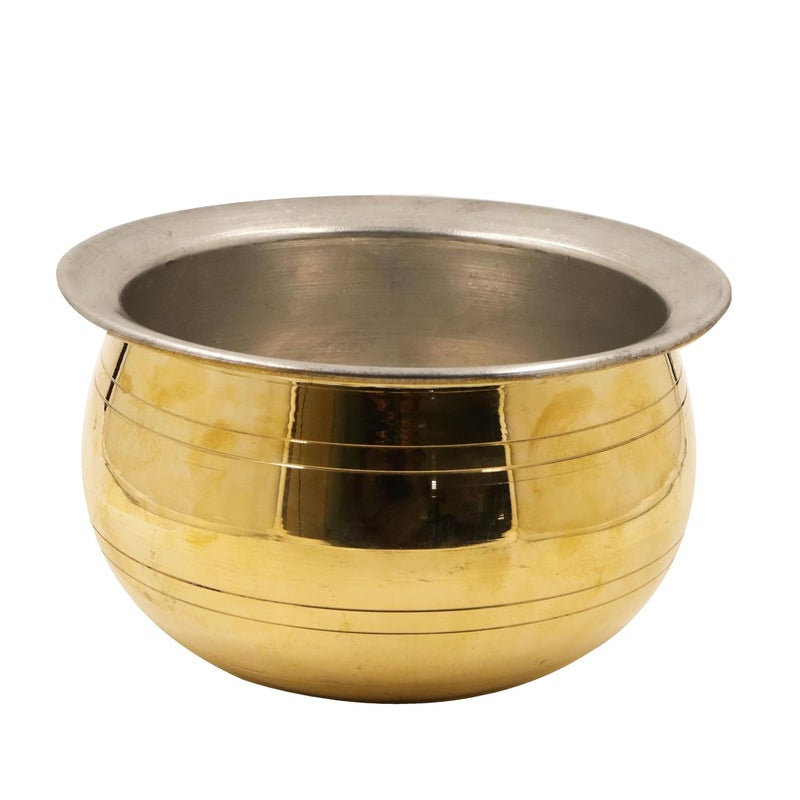 Putrika Brass Cooking Utensil PatileTopeCookwareTapeliPeetalUrliPonichattiThiruvaradhana Bowl Tharpana ChattiAbhisheka Pathram for PoojaPuja Gravy Pot Small - Image 1