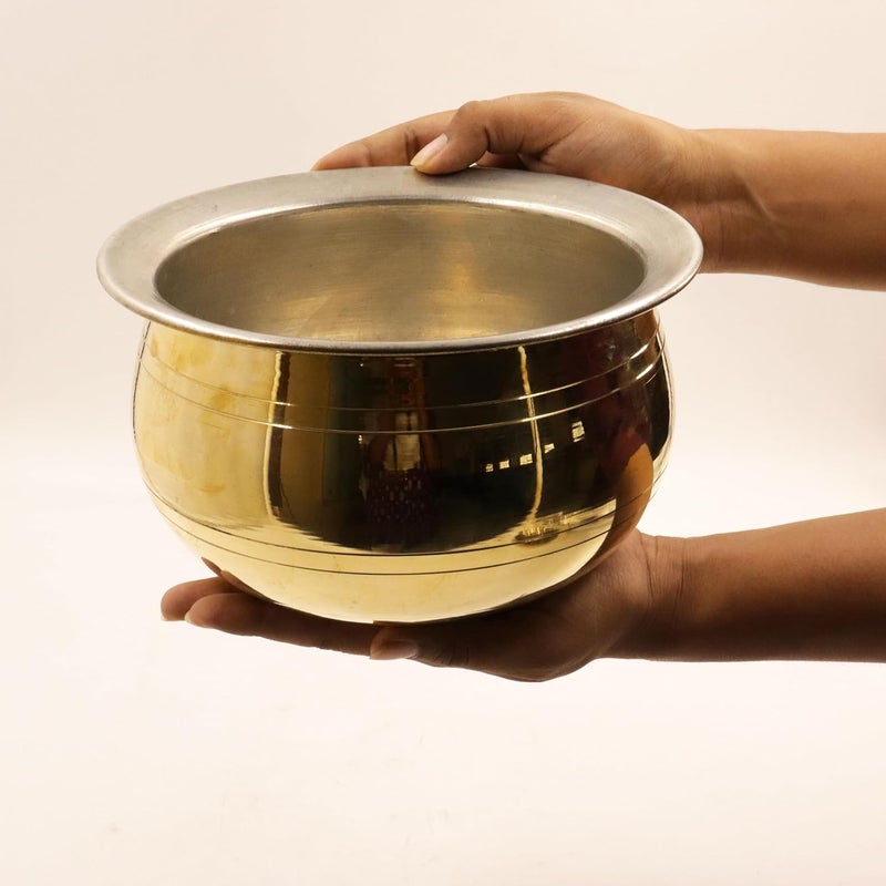 Putrika Brass Cooking Utensil PatileTopeCookwareTapeliPeetalUrliPonichattiThiruvaradhana Bowl Tharpana ChattiAbhisheka Pathram for PoojaPuja Gravy Pot Small - Image 3