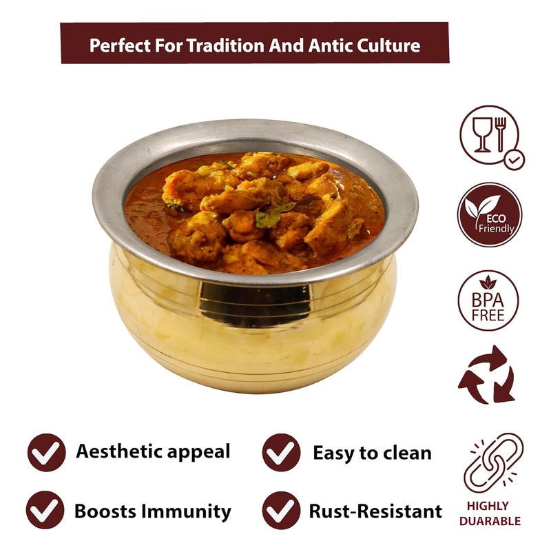 Putrika Brass Cooking Utensil PatileTopeCookwareTapeliPeetalUrliPonichattiThiruvaradhana Bowl Tharpana ChattiAbhisheka Pathram for PoojaPuja Gravy Pot Small - Image 5
