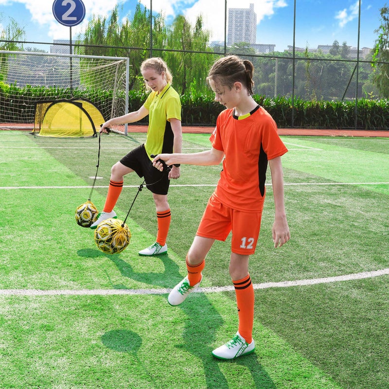 PodiuMax Handle Solo Soccer Kick Trainer with New Ball Locked Net Design, Soccer Ball Bungee Elastic Training Juggling Net (Fits Ball Size 3, 4, 5) (Yellow) - Image 5