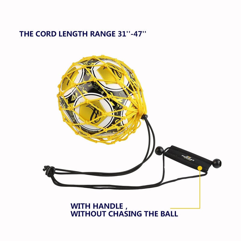PodiuMax Handle Solo Soccer Kick Trainer with New Ball Locked Net Design, Soccer Ball Bungee Elastic Training Juggling Net (Fits Ball Size 3, 4, 5) (Yellow) - Image 4
