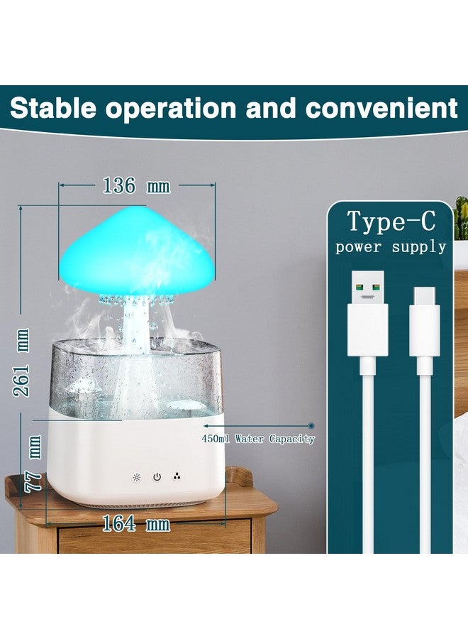 SMINIKER Cloud Humidifiers 450ML Water Drip Mushroom Humidifiers with Remote Control 7 Colors Mood Light Air Humidifier Raindrop Humidifiers for Bedroom  - Image 4