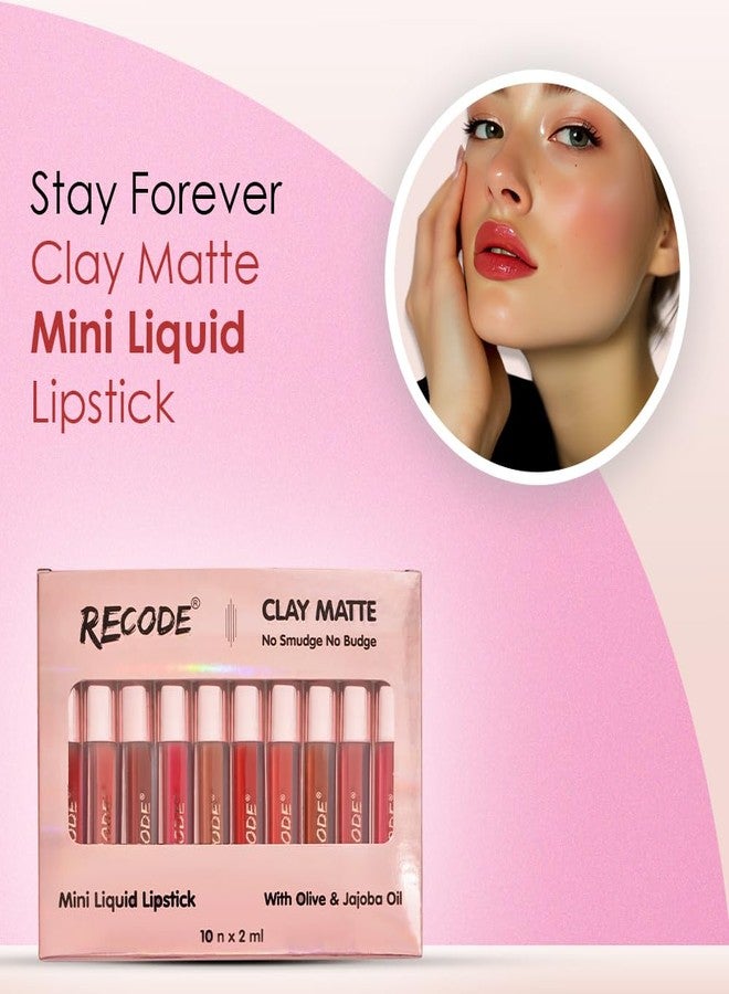 Recode Clay Matte Liquid Lipsticks 2 ML x 10|Long Lasting|Waterproof|Perfect for Gifting,Wedding & Special Occasions|Smudge-proof|Infused with olive & Jojoba Oil|Travel Pack of 10 - Image 4