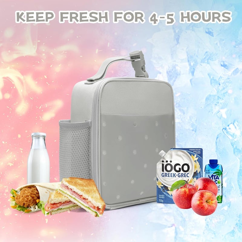 MEXS Kids Lunch Bag, DIY＆Insulated Lunch Box for Boys Girls, Toddler Lunch Cooler Bag for School, Double Insulation Portable＆Reusable, Water/Oil-Proof Lining Easy Clean, for Ages 3+ (Unicorn/Dinosaur) - Image 3