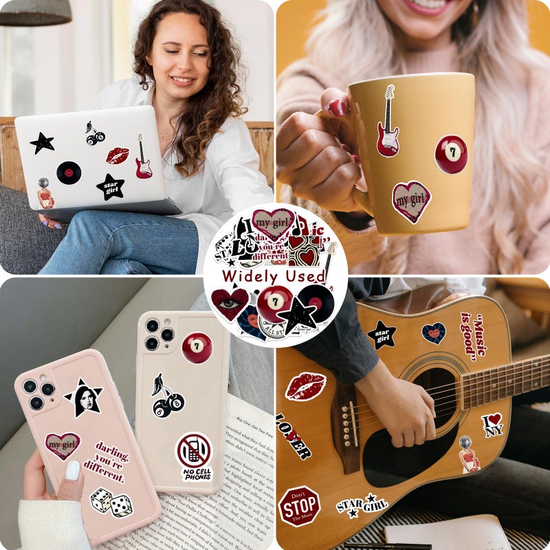 Uniro Downtown Girl Room Decor, 50pcs Y2k Posters with Stickers, Vintage Downtown Girl Wall Collage Kit, Retro Dark Red Coquette Wall Art for Teen Girls Bedroom Dorm Decor - Image 4