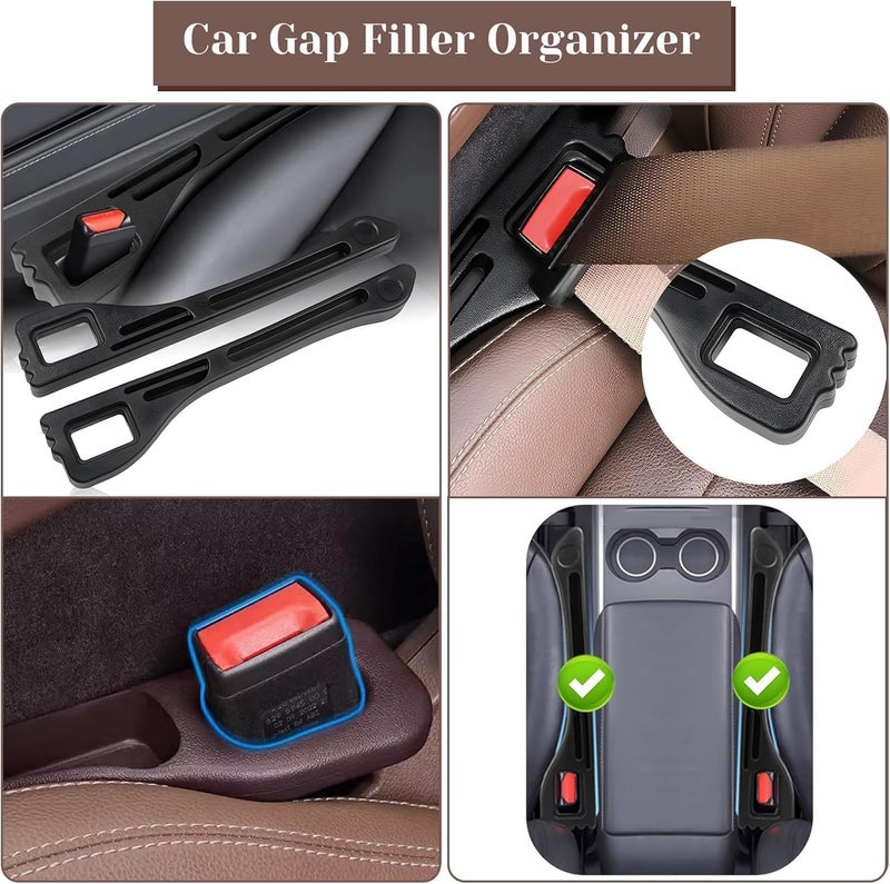 Car Seat Gap Organizer with Storage Slots and Phone Holder – 2 Pack Car Seat Gap Organizer for Falling (Brown) - Image 1
