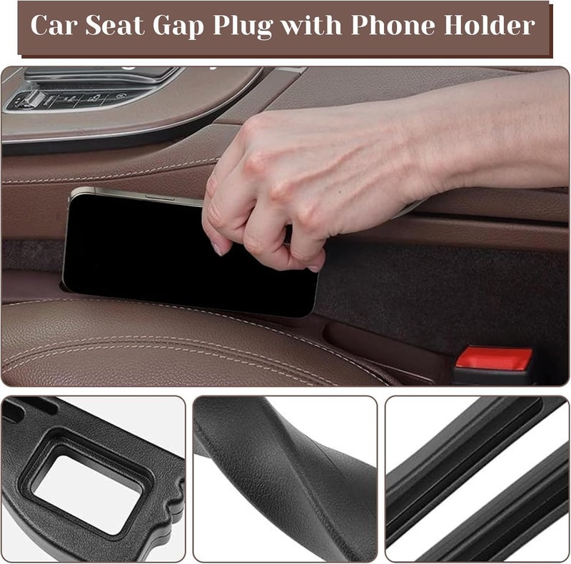 Car Seat Gap Organizer with Storage Slots and Phone Holder – 2 Pack Car Seat Gap Organizer for Falling (Brown) - Image 2