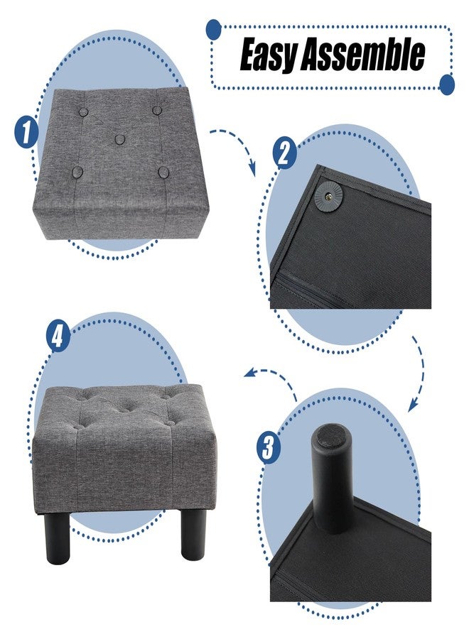 BRIAN & DANY Small Foot Stool, Linen Foot Stools with Legs, Stable Small Footstool for Living Room, Grey - Image 4