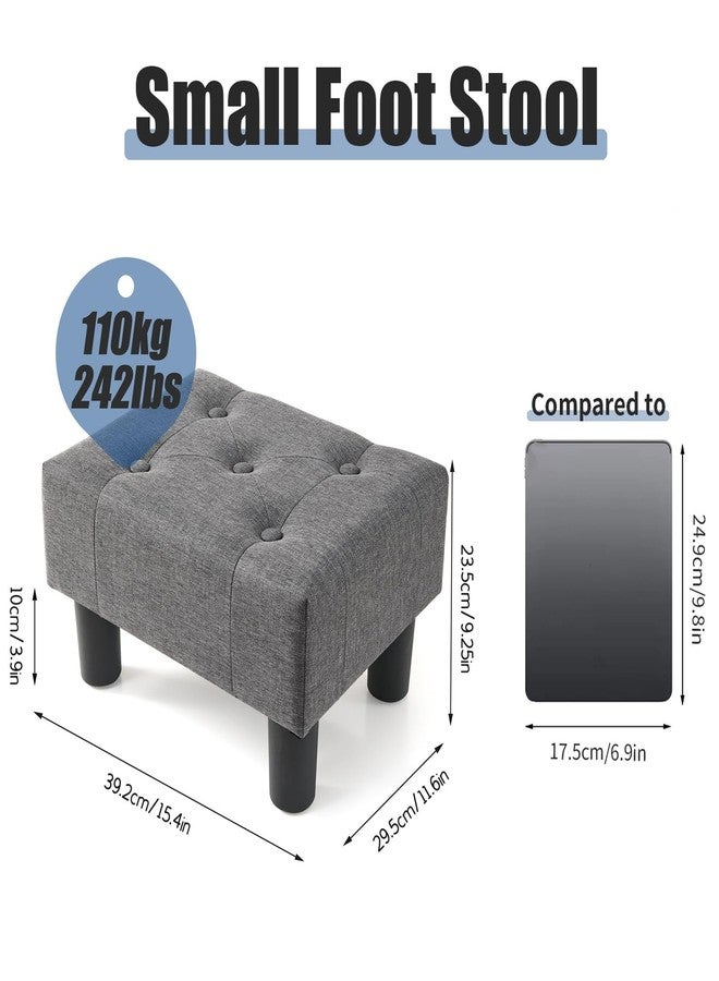 BRIAN & DANY Small Foot Stool, Linen Foot Stools with Legs, Stable Small Footstool for Living Room, Grey - Image 2
