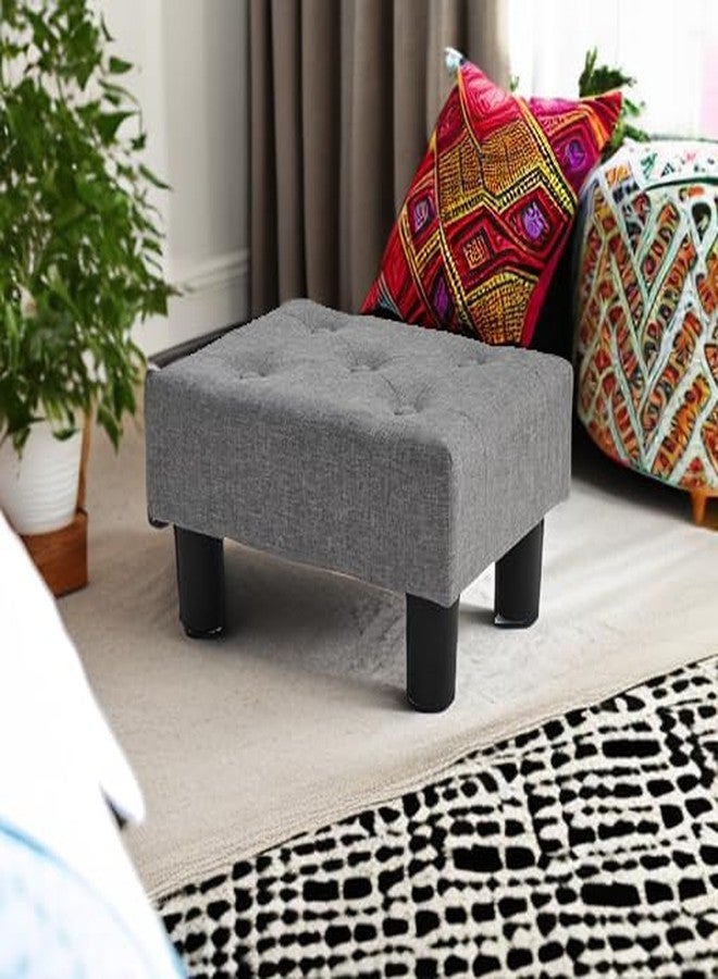 BRIAN & DANY Small Foot Stool, Linen Foot Stools with Legs, Stable Small Footstool for Living Room, Grey - Image 5