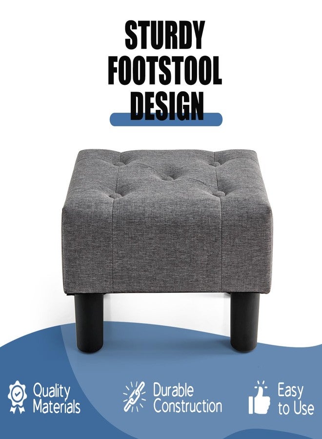 BRIAN & DANY Small Foot Stool, Linen Foot Stools with Legs, Stable Small Footstool for Living Room, Grey - Image 3