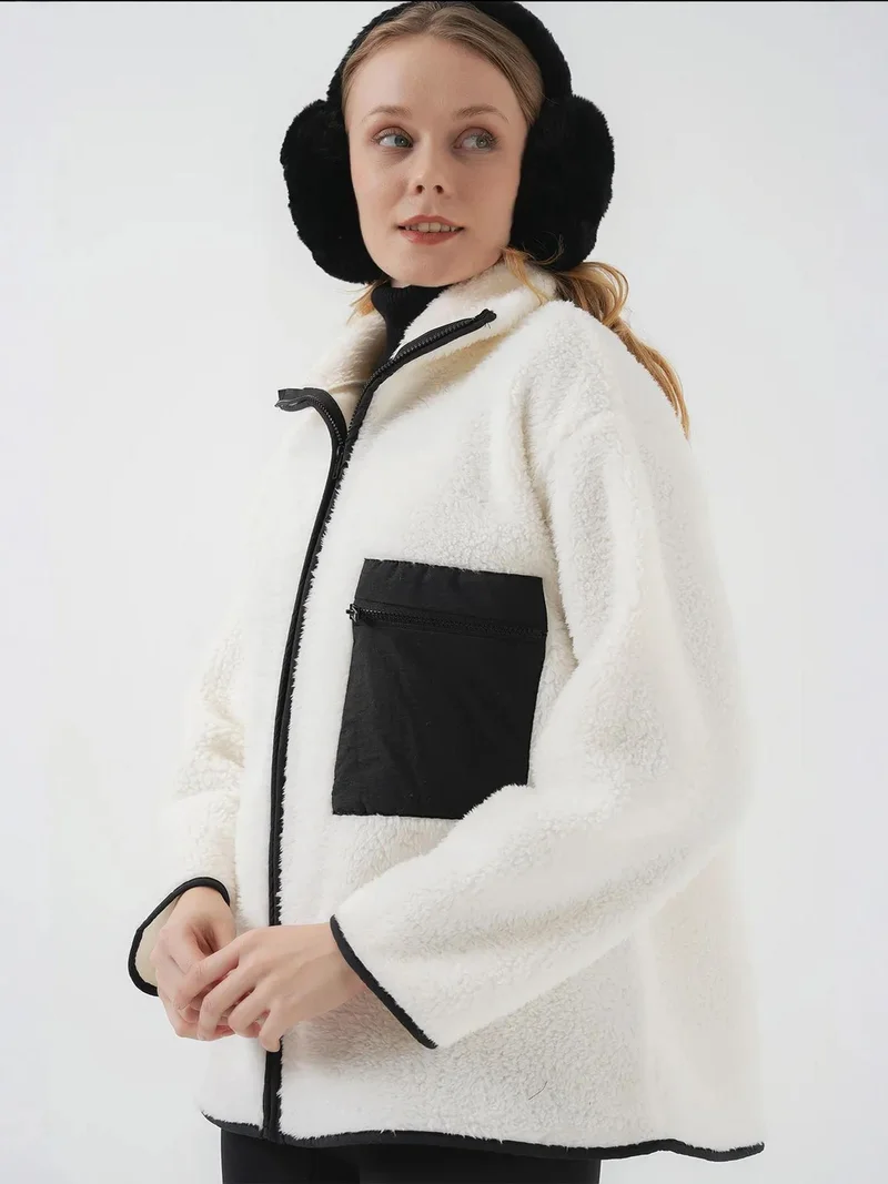 BIG DART BDART Pocket Detailed Oversized Plush Coat