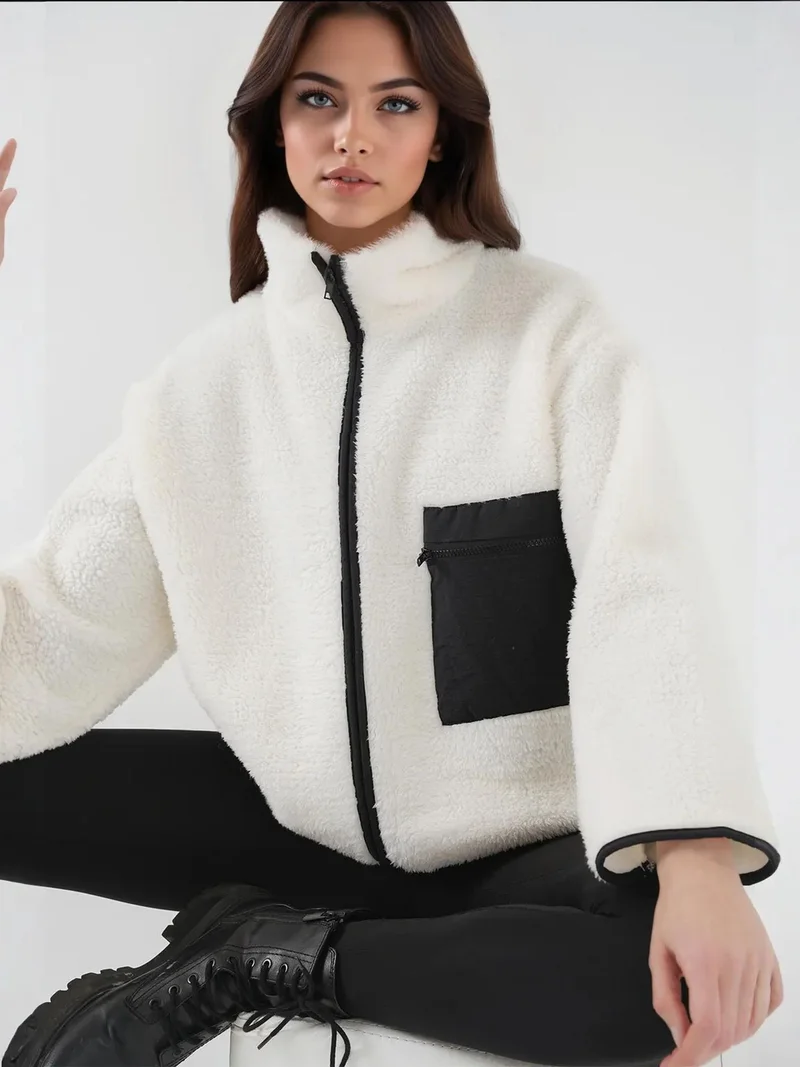 BIG DART BDART Pocket Detailed Oversized Plush Coat