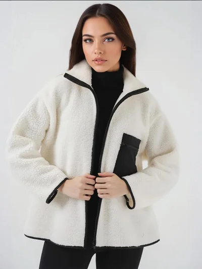 BIG DART BDART Pocket Detailed Oversized Plush Coat