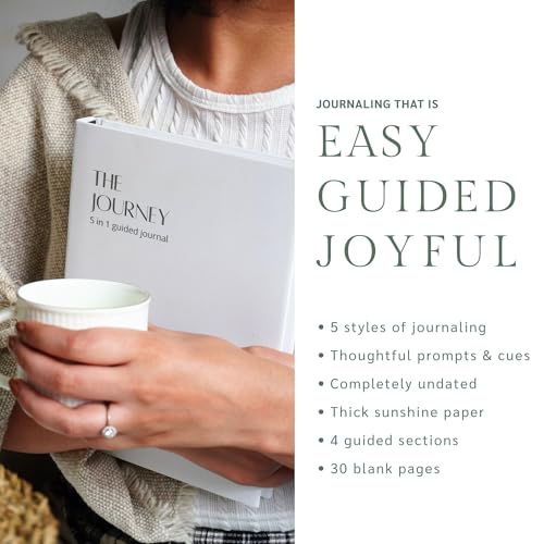 Journal Person THE JOURNEY Luxe Edition - 2026 Gratitude Journaling with Pen, Daily Reflections, Emotional Release, Introspection prompts & Plain Pages for Writing - A5 Hardbound Undated Journal Diary - Free Fabric Bag, Bookmark, Gratitude Letters (White) - Image 4