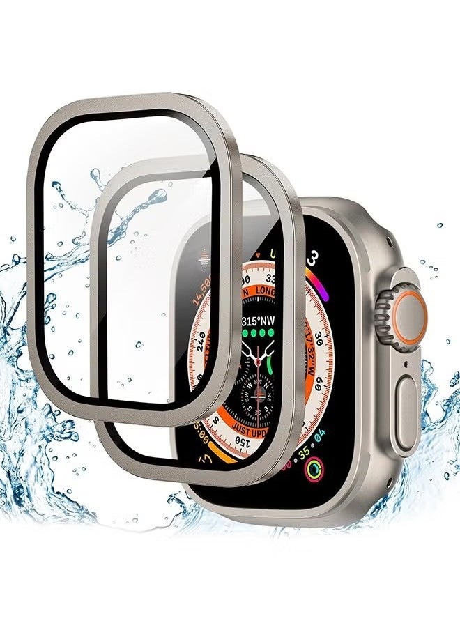 Generic - 2 Pack Apple Watch Ultra 2/ Ultra Screen Protector 49mm, 9H Tempered Glass + Titanium Alloy Frame, Keep Original Touch Sensitive Lightweight Protective Film iwatch - Image 1