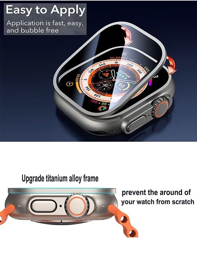 Generic - 2 Pack Apple Watch Ultra 2/ Ultra Screen Protector 49mm, 9H Tempered Glass + Titanium Alloy Frame, Keep Original Touch Sensitive Lightweight Protective Film iwatch - Image 1