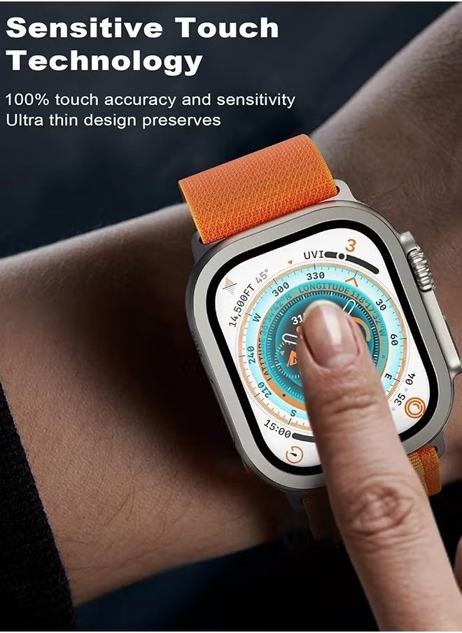 Generic - 2 Pack Apple Watch Ultra 2/ Ultra Screen Protector 49mm, 9H Tempered Glass + Titanium Alloy Frame, Keep Original Touch Sensitive Lightweight Protective Film iwatch - Image 1