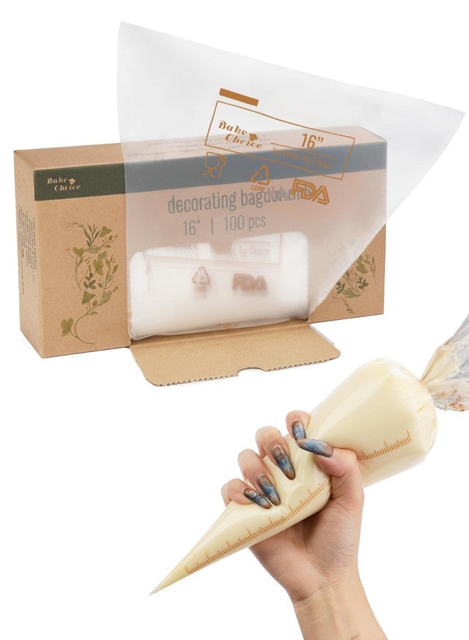 Bake Choice 16 Inch Large Piping Bags, 100PCS Thickened Disposable Pastry Bags, Anti Burst Icing Bags for Cream Frosting, Non-slip Frosting Bags, Cake & Cookie Decorating Supplies - Image 1