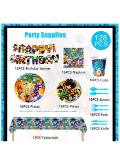 Dragon Party Disposable Tableware for 16 Guests, 128pcs Dragon Cartoon Birthday Party Decoration Set Goku Theme Party Banner Plates Cups Tablecloth - pzsku/Z484528178CA1595F5737Z/45/_/1739414481/e7242ed3-3235-41db-b9c6-e1d8152343c0