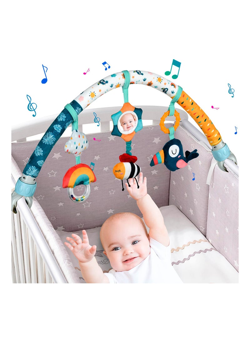 SYOSI Baby Stroller Musical Animal Arch Toys, Detachable Activity Arch for Bassinet and Crib Baby Mobile with Musical Animal Arch Stroller Arch with Rattles BB Squeaker Teether for Bassinet Crib - Image 1