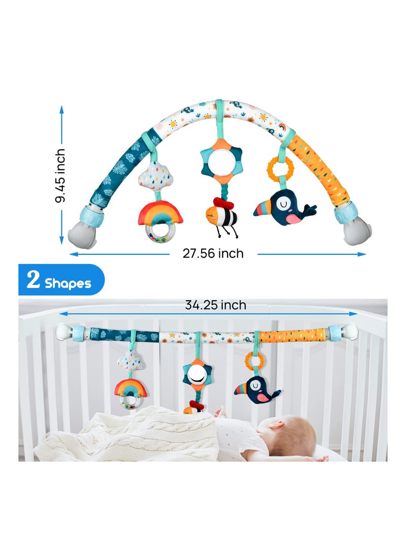 SYOSI Baby Stroller Musical Animal Arch Toys, Detachable Activity Arch for Bassinet and Crib Baby Mobile with Musical Animal Arch Stroller Arch with Rattles BB Squeaker Teether for Bassinet Crib - Image 5