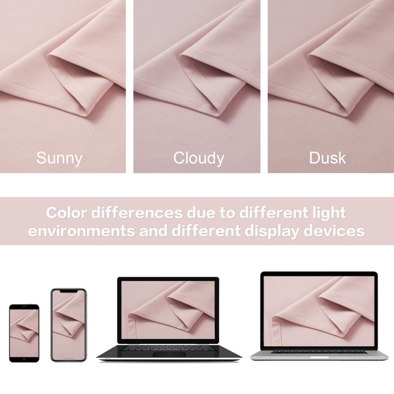 DUALIFE Cute Pink Room Darkenig Curtains 90 Inches Long - Rose Blush Curtains Blackout Pastel Pink Light Blocking Drapes for Girls Bedroom Nursery,52 by 90 Inch, 2 Panels, Back Tab/Rod Pocket - Image 5