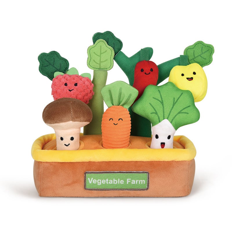 Plush Vegetables With Sounds 9-Piece Set - Rich Sensory Exploration Educational Toys For Babies - Montessori Developmental Toy For Tummy Time