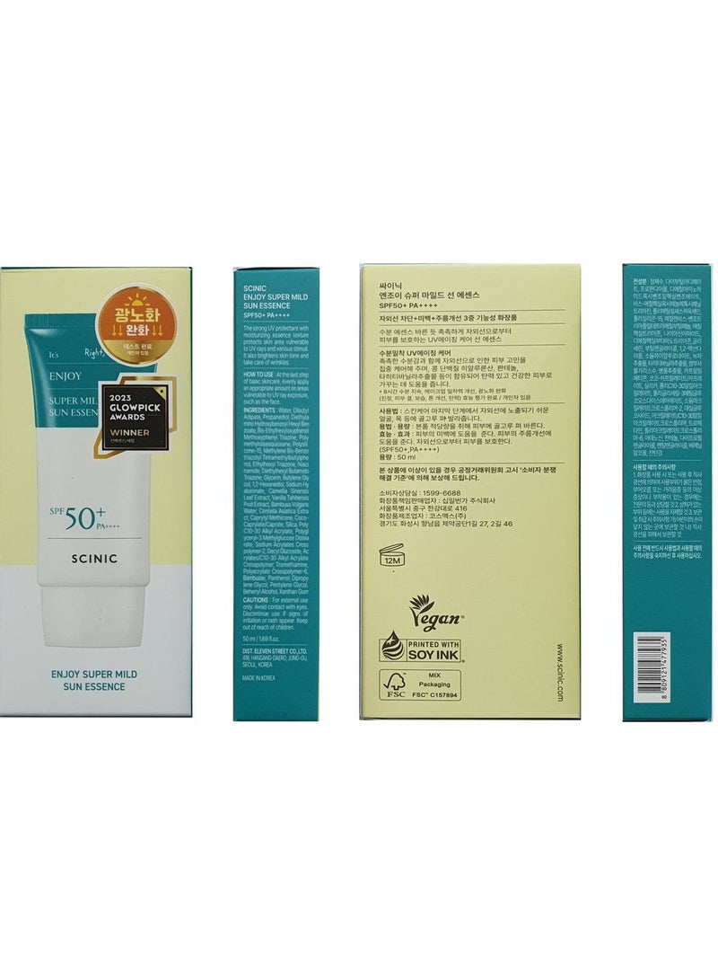 SCINIC Enjoy Super Mild Sun Essence SPF 50+ PA++++ (50ml) - Image 1