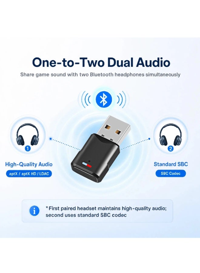  أورا سيليكت محول صوت USB بتقنية بلوتوث 5.3 (جهاز إرسال) لأجهزة PS5/PS4/Switch/الكمبيوتر الشخصي – زمن انتقال منخفض - Image 4