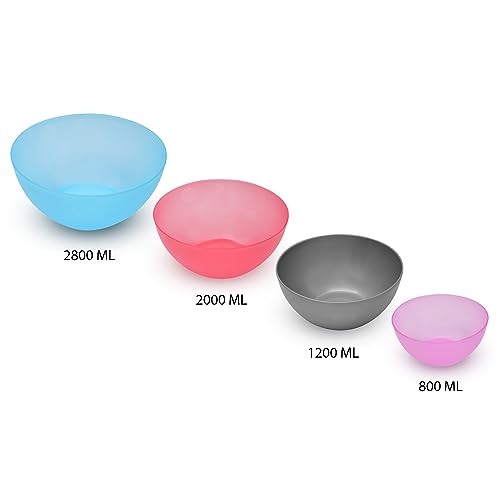 Jaypee Plus Virgin Plastic Mixing Bowl | Lightweight, Strong & Durable Bowls | Ideal for Serving, Storing & Stacking Set of 4 -(2800+2000+1200+800) ml (Multicolor) - Image 3