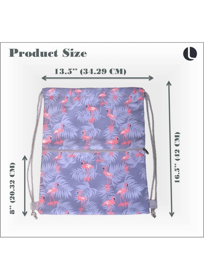 Lify حقيبة ظهر ليفي بسحاب مقاومة للماء حقيبة رياضية مع جيب جانبي للرجال والنساء - 1 قطعة (رمادي فاتح - فلامنجو) - Image 2