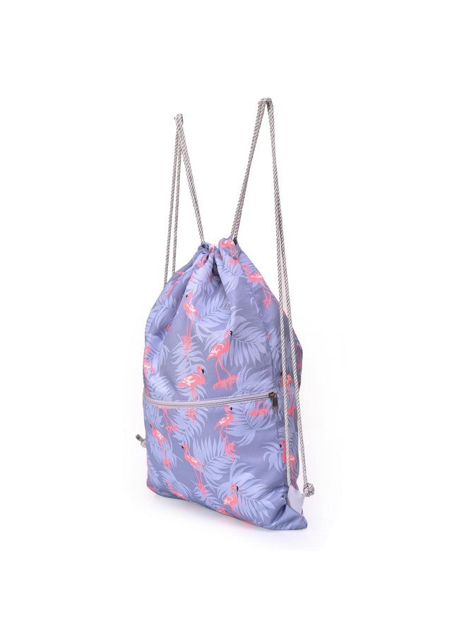 Lify حقيبة ظهر ليفي بسحاب مقاومة للماء حقيبة رياضية مع جيب جانبي للرجال والنساء - 1 قطعة (رمادي فاتح - فلامنجو) - Image 5