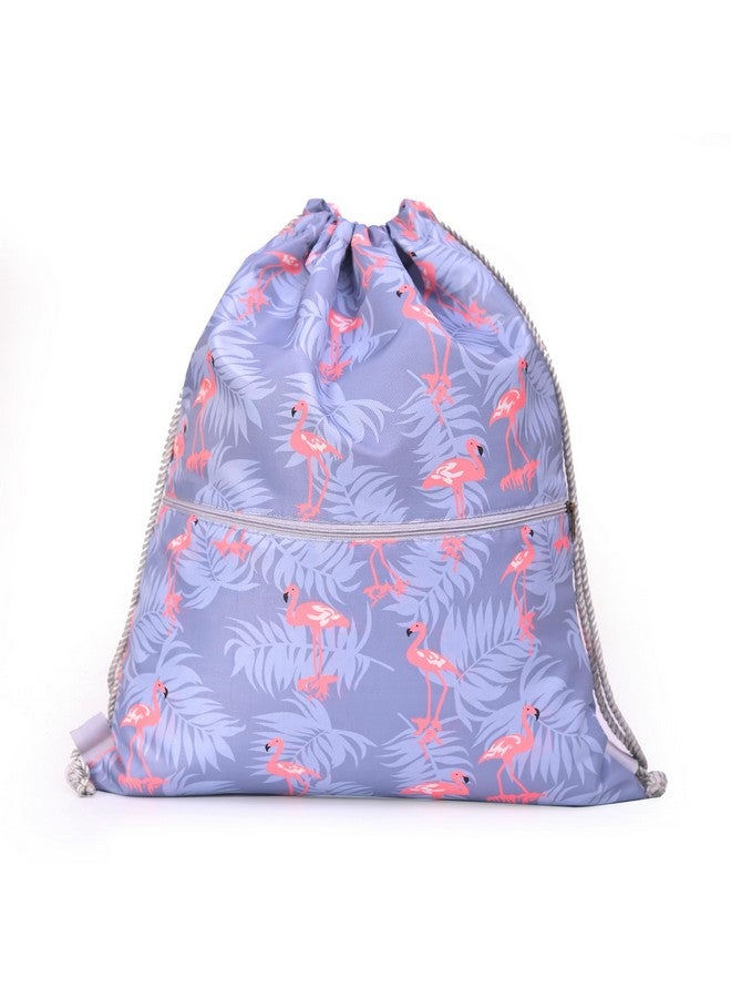 Lify حقيبة ظهر ليفي بسحاب مقاومة للماء حقيبة رياضية مع جيب جانبي للرجال والنساء - 1 قطعة (رمادي فاتح - فلامنجو) - Image 1