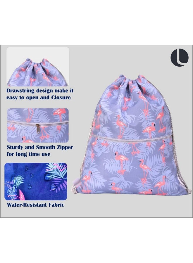 Lify حقيبة ظهر ليفي بسحاب مقاومة للماء حقيبة رياضية مع جيب جانبي للرجال والنساء - 1 قطعة (رمادي فاتح - فلامنجو) - Image 4