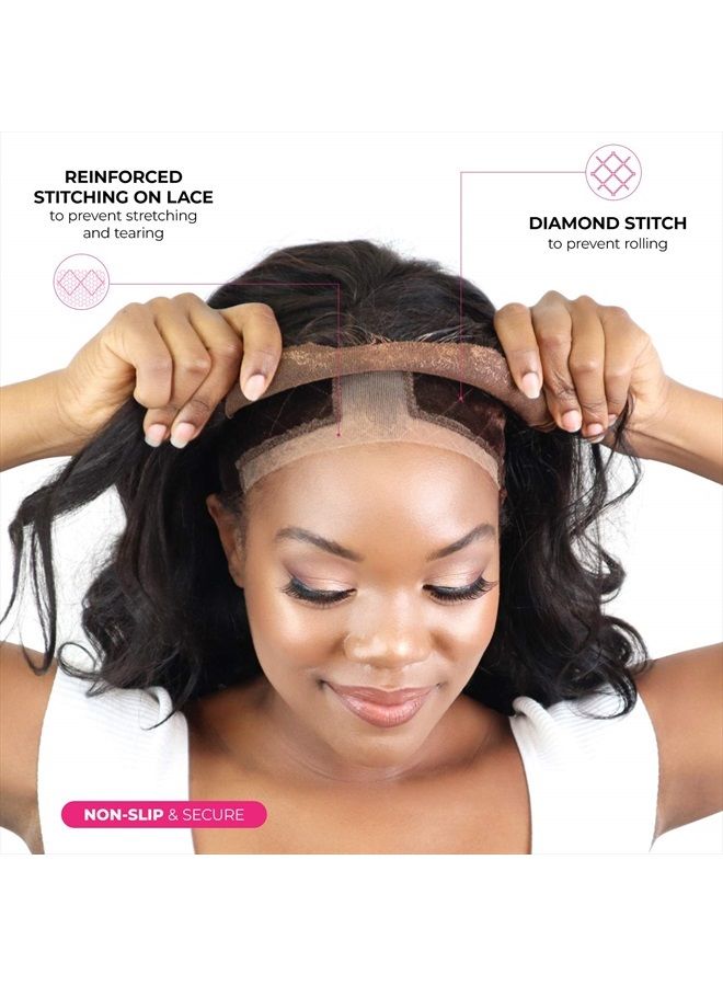 MILANO COLLECTION Lace Wig Grip Band Original Velvet Lace WiGrip Headband Holder for Lace Wigs and Frontals | Reinforced Swiss Lace by HAIRLINE and PART For Seamless Transition, Chocolate Brown, One S - Image 5