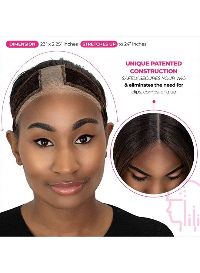 MILANO COLLECTION Lace Wig Grip Band Original Velvet Lace WiGrip Headband Holder for Lace Wigs and Frontals | Reinforced Swiss Lace by HAIRLINE and PART For Seamless Transition, Chocolate Brown, One S - Image 4