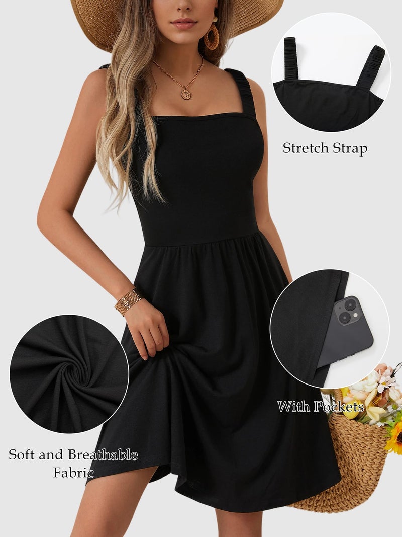 HUHOT Formal Dresses for Women Black Dresses for Women 2026 Women's Summer Casual Easter Short Dress with Pocket Flowy Black Mini Corset Dress - Image 5