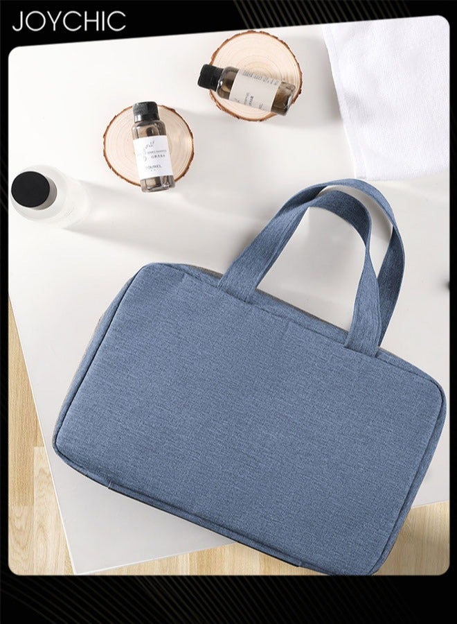 Joychic حقيبة مستحضرات تجميل قابلة للطي 4 مرات للسفر للأعمال سعة كبيرة قابلة للتعليق للنساء والرجال حقيبة تخزين متعددة الوظائف مقاومة للماء باللون الأزرق البحري - Image 3