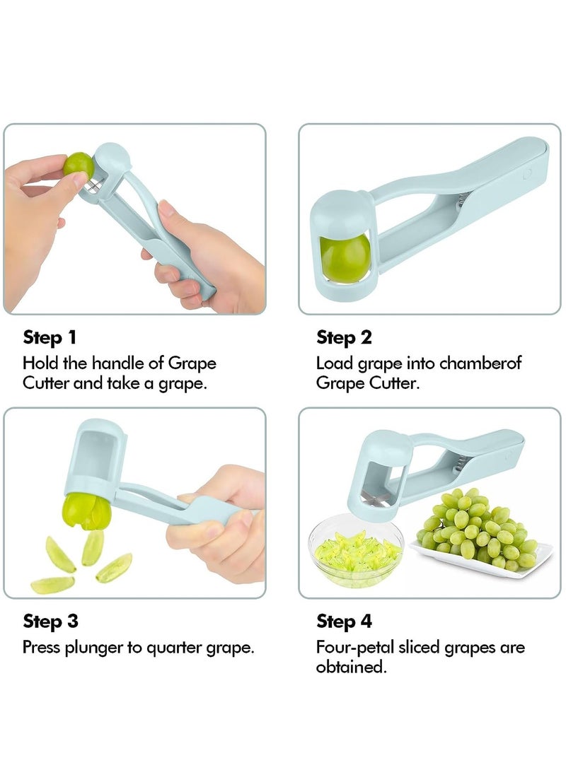 joyzzz - Grape Cherry Tomato Strawberry Cutter Quarter Slicer Tool for Cake Decoration, Stainless Steel Kitchen Fruit Slicer - Image 1
