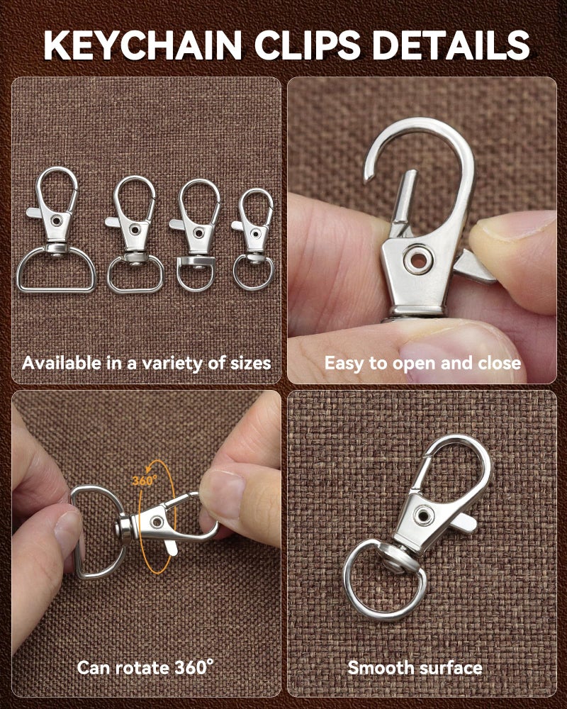 FIVEIZERO 325PCS FIVEIZERO Keychain Making Kit - Keychain Clip with Key Ring, Lobster Claw Clasp, Swivel Snap Hook, Jumprings & Extender Chain for Crafts, DIY Projects & Purse Making Supplies - Image 3