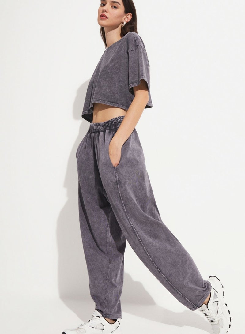 جون طقم كروب توب وبنطلون بياقة دائرية - Image 5