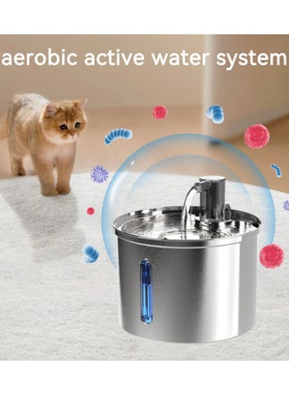 Stainless Steel Cat Water Fountain Automatic Pet Fountain Water Bowl Dog Drinking Dispenser with Water Level Window Pet Water Fountain Dog Water Dispenser - view 4