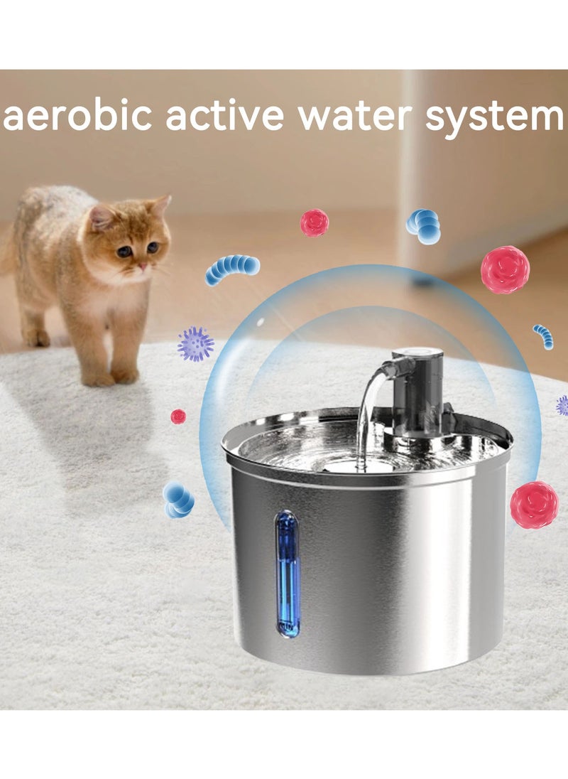 Kidle - Stainless Steel Cat Water Fountain Automatic Pet Fountain Water Bowl Dog Drinking Dispenser with Water Level Window Pet Water Fountain Dog Water Dispenser - Image 1