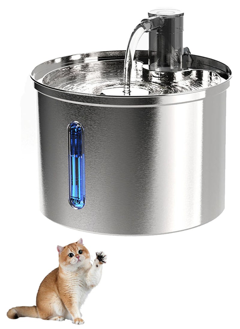 Kidle - Stainless Steel Cat Water Fountain Automatic Pet Fountain Water Bowl Dog Drinking Dispenser with Water Level Window Pet Water Fountain Dog Water Dispenser - Image 1