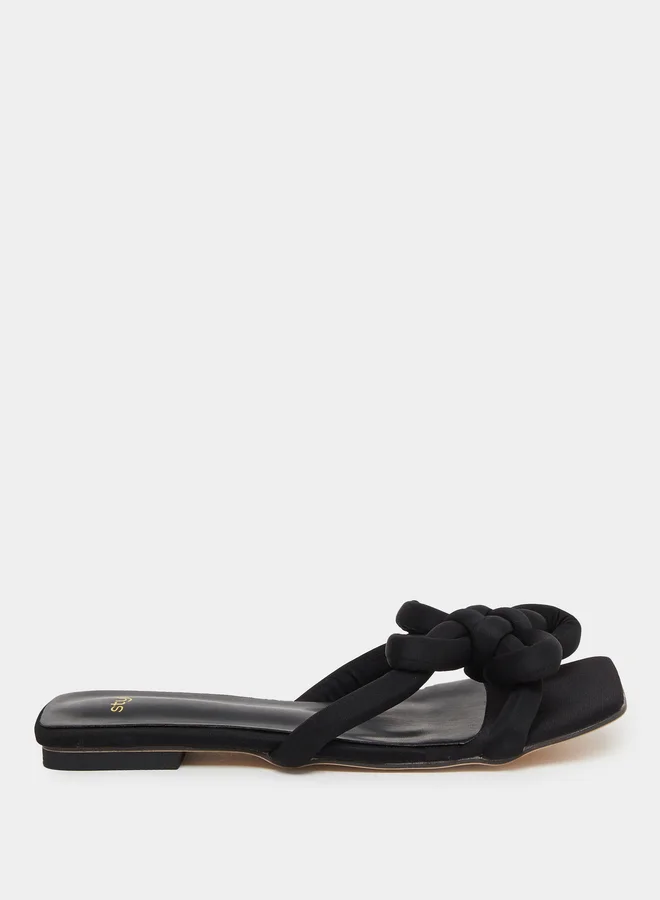 ستايلي Styli Flower Knot Detail Flat Sandals